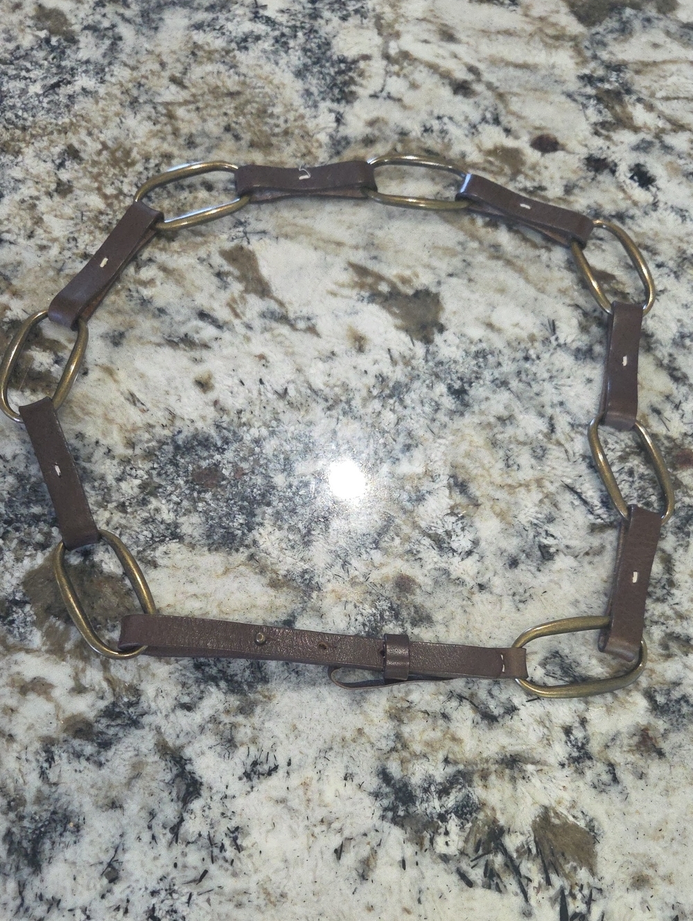 Eddie Bauer Brown Leather Link Chain Belt